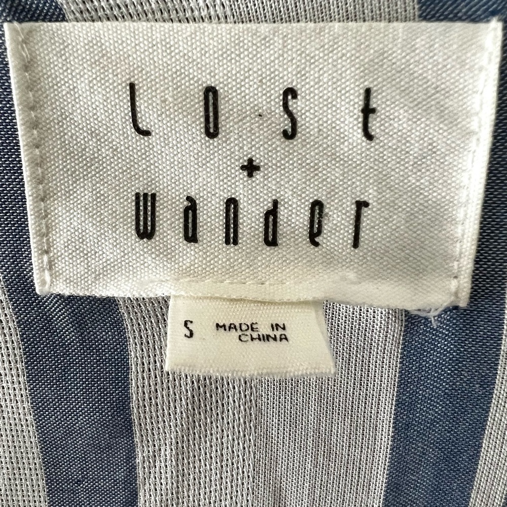Lost + Wander Marina Tie front Maxi dress with slits white and light blue - Picture 11 of 13